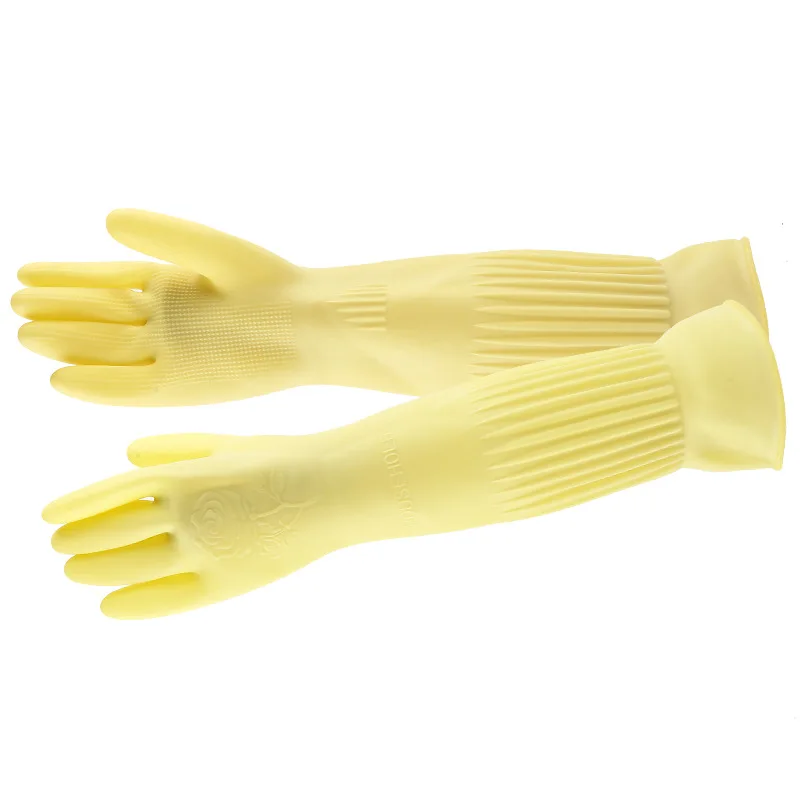 Extended Latex Gloves Kitchen Rubber Thickened Housework Cleaning Dishes Washing Clothes Beef Tendon Rubber Waterproof