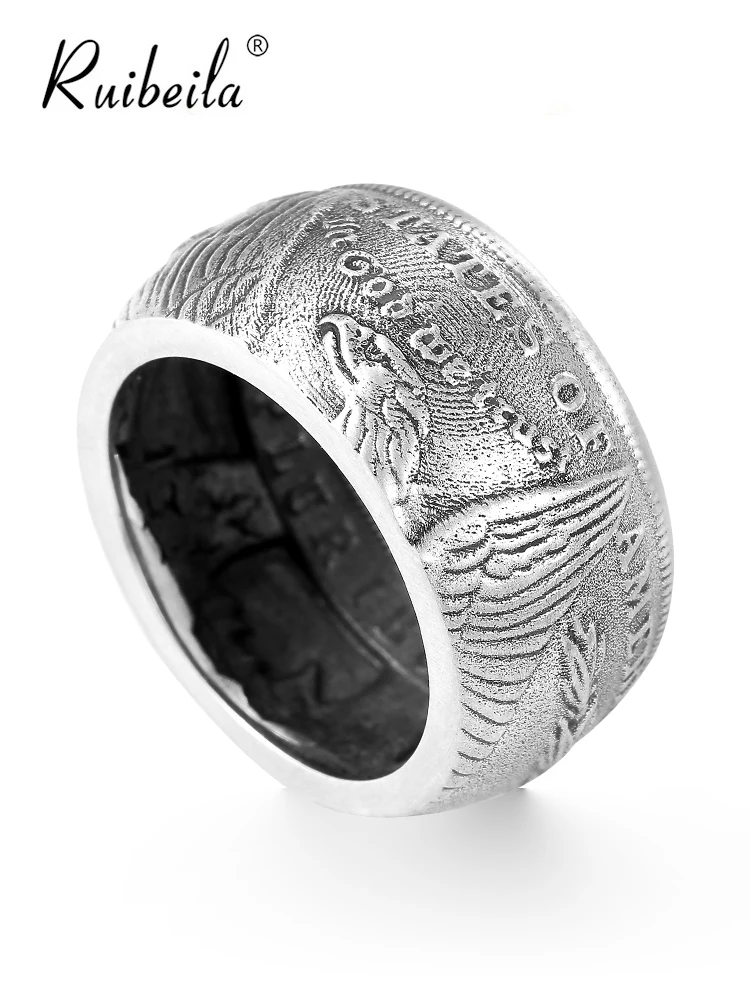 RuibeilaS925 bague de pièce de monnaie ancienne en argent bague de personnalité de la mode pour hommes 2021 nouvelle tendance