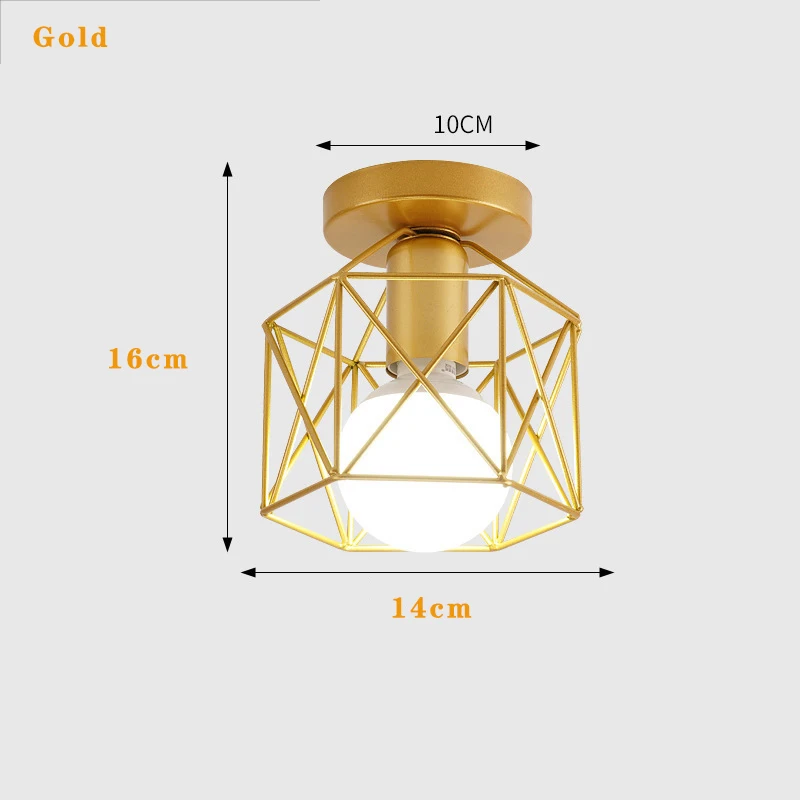 Plafonnier LED rétro, décoration confortable pour chambre à coucher, E27, plafonnier Vintage, Cage métallique pour porche, allée, couloir, 110-220V