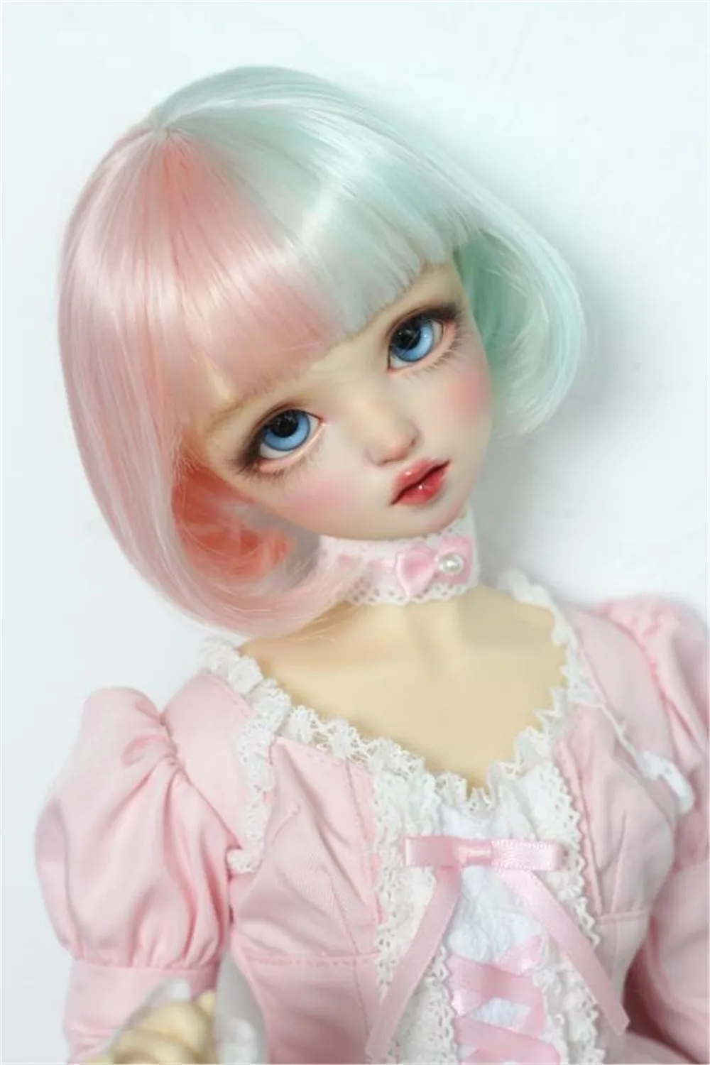BJD wig 1/3,1/4,1/6 Wig High Temperature Silk Powder Green wig bjd Doll Accessories (no dolls)