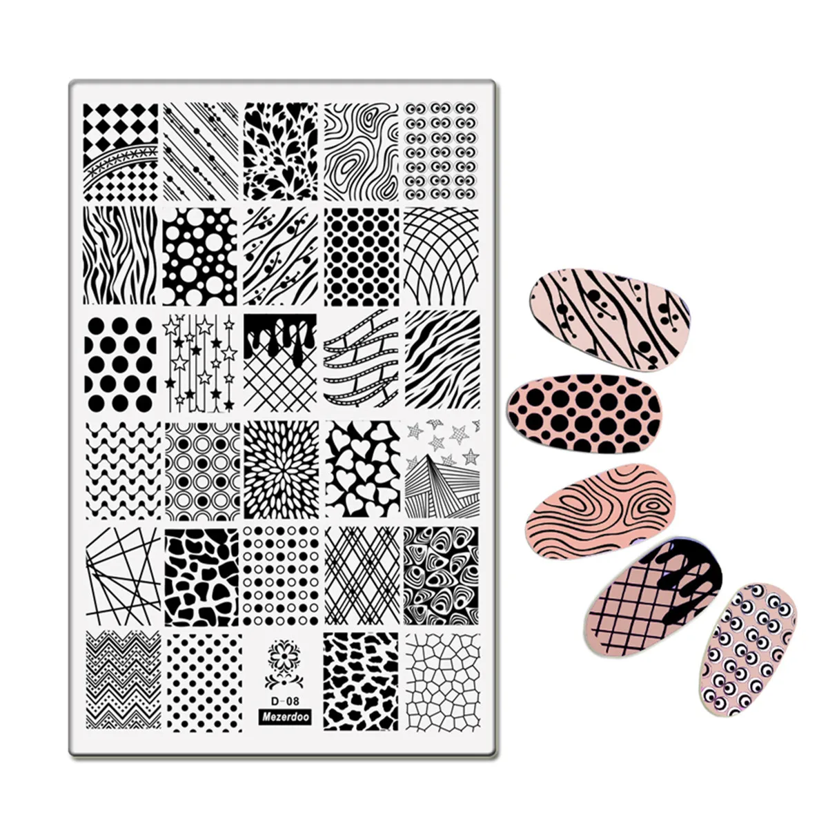 Animal Zebra Strips Pattern Stamping Template Geometry Line Design 9.5*14.5CM Large Size Nail Plate Printer Nail Image Plate D08