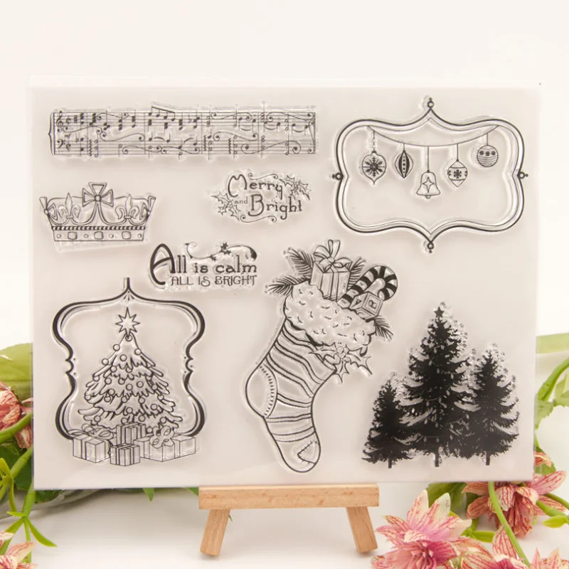 Christmas Stocking Transparent Clear Silicone Stamp Seal DIY Scrapbook Rubber Hand Account Photo Album Diary Decorate Reusable