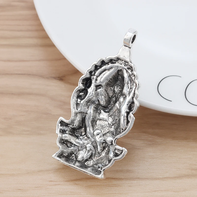 2 Pieces Tibetan Silver Large Ganesha Elephant God of Beginnings Charms Pendants for Necklace Jewellery Making 62x32mm