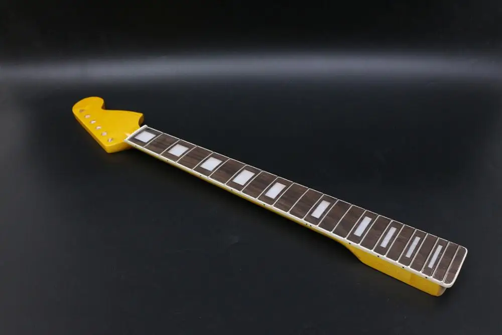 22Fret Guitar Neck 25.5inch Yellow Painting Block Inlay Canada Maple Big Head