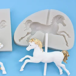 Carousel Horse Horse Silicone Cake Baking Mold Sugarcraft Chocolate Cupcake Moulds Fondant Decorating Accessorie Tool Forms M253