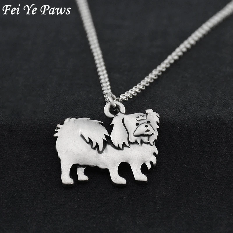 Vintage Cute Pekingese Dog Charm Pendant Choker Necklaces for Women Men Pet Lover Jewelry Stainless Steel Long Chain Necklace