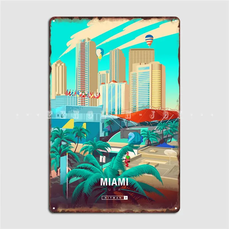 

Miami Poster Metal Plaque Funny Mural Club Party Plaques Tin sign Poster