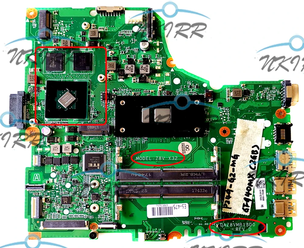 DAZ8VMB18D0 DAZ8VMB18C0 Z8V I5 940MX NBGCN11004 N9GCRWW001 Motherboard for Aspire E5-475G TravelMate P249 TX40-G2 K40-10 P249-MG