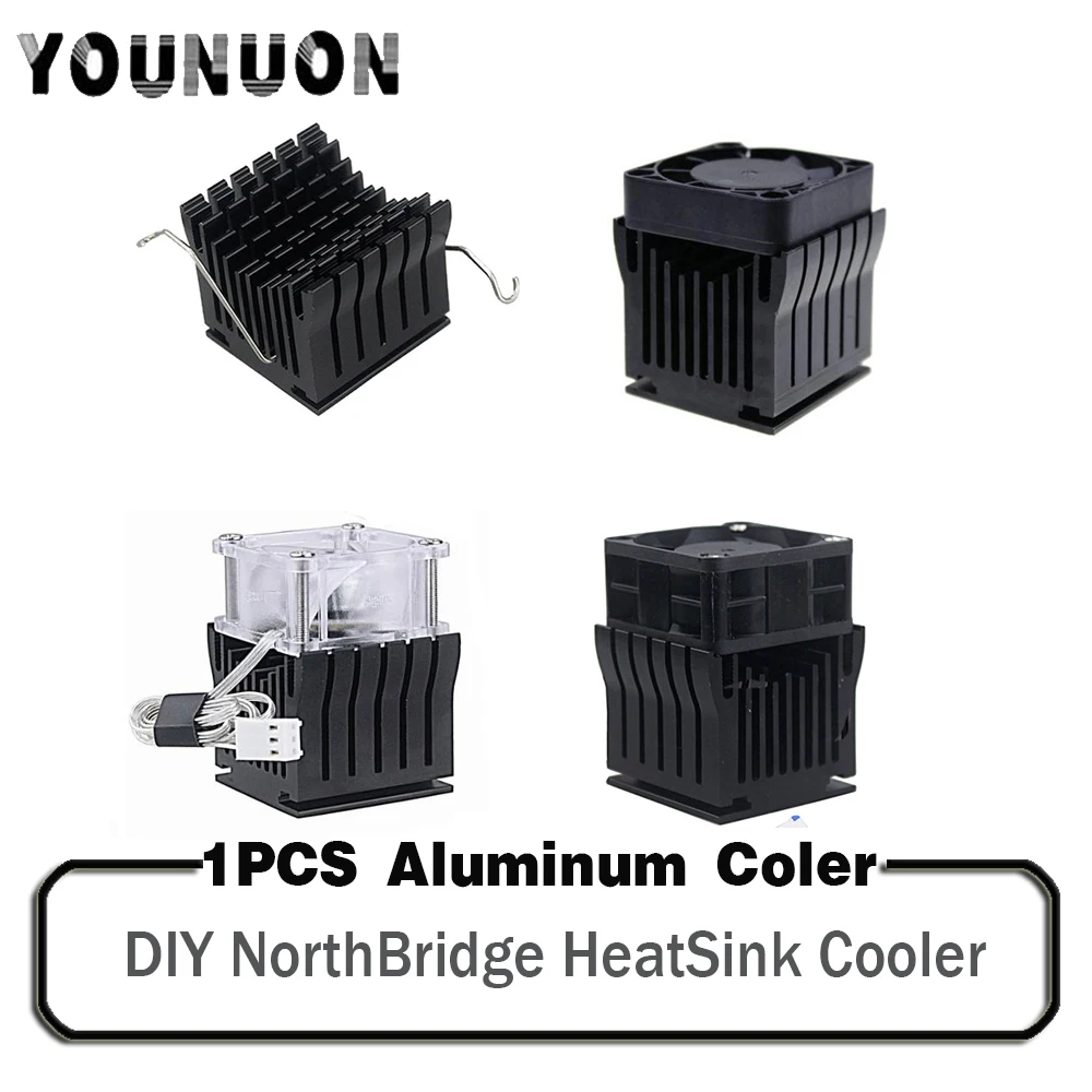 1 Piece Black Heatsinks DIY North Bridge Heat sink Cooler with 40mm Fan 12V 40x40x10mm 40x40x20mm Cooling Fan