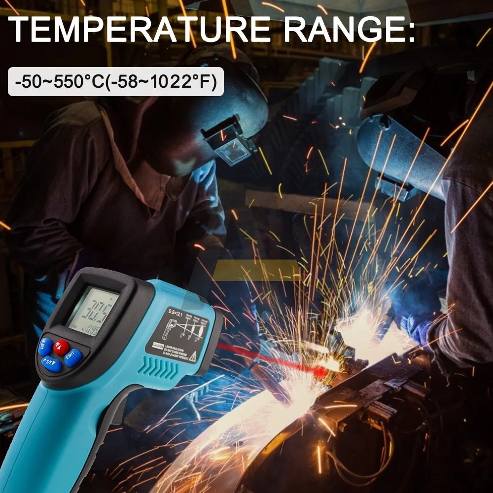 Infrared Thermometer C/F Non Contact Pyrometer GM550 Industrial Digital IR Temperature Meter -50~550°C/-58~1022°F degree Celsius