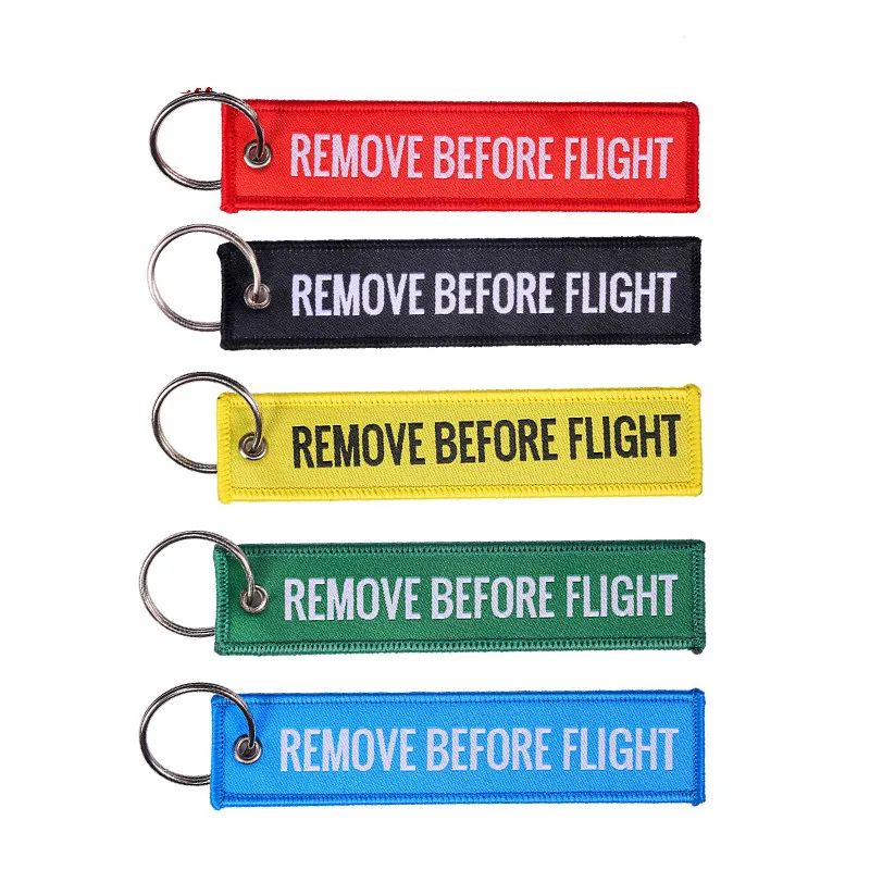 3 PCS/LOT Remove Before Flight Woven Key Tag Special Luggage Label Red Chain Keychain for Aviation Gifts OEM Key Ring Jewelry