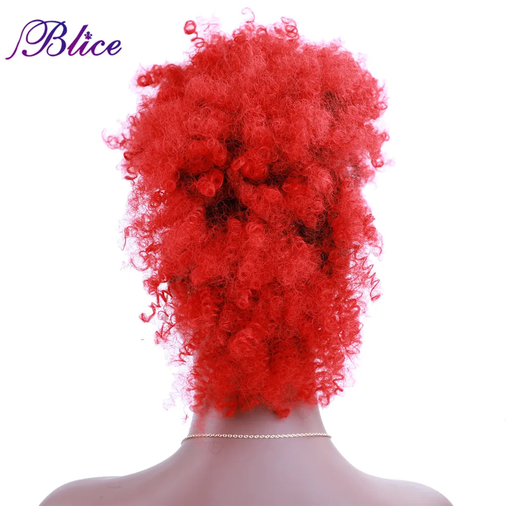 Blice Short Kinky Curly Mohawk Hair Extensions Colorful Chignon Hair Pieces With Clips For African American Women