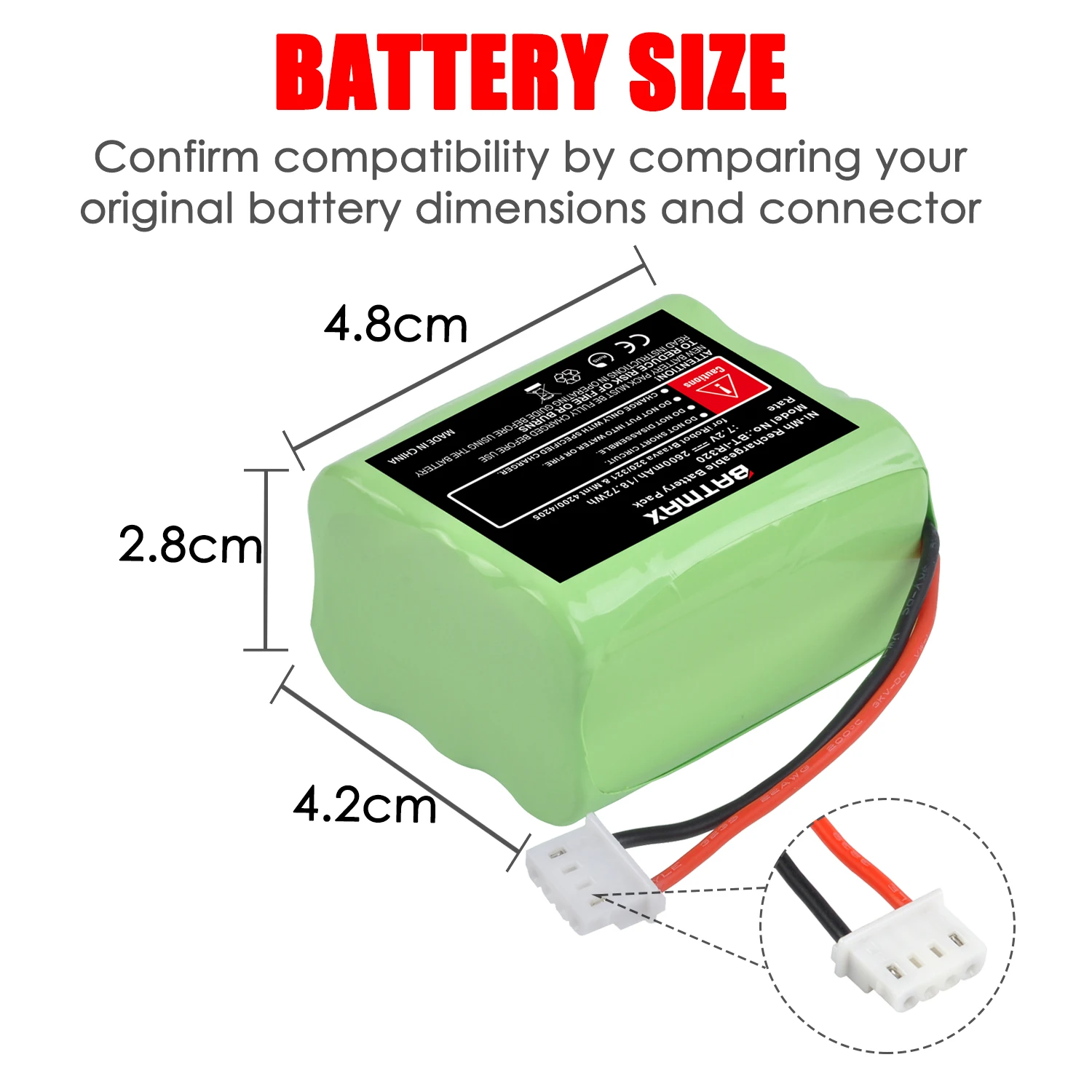 Batmax Battery for iRobot Braava 320 & 321 Mint 4200 Mint 4205  2600mAh Ni-MH Replacement Battery