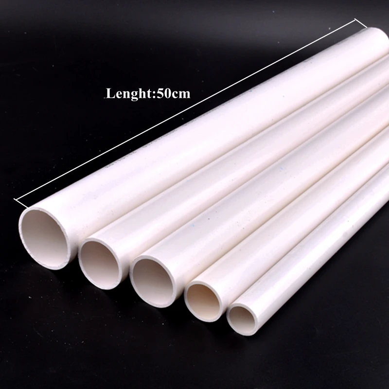 1Pc 20~110mm White PVC Pipe Aquarium Fish Tank Water Drainpipe Supply Tube, DIY Garden Watering Irrigation System Tube Fittings