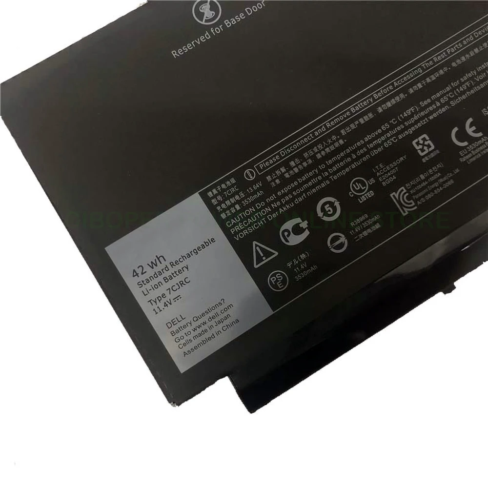 CP Original Laptop Battery 7CJRC 11.4V 42Wh For Latitude E7270 E7470 7CJRC Notebook Built-in Battery 21X15  021X15