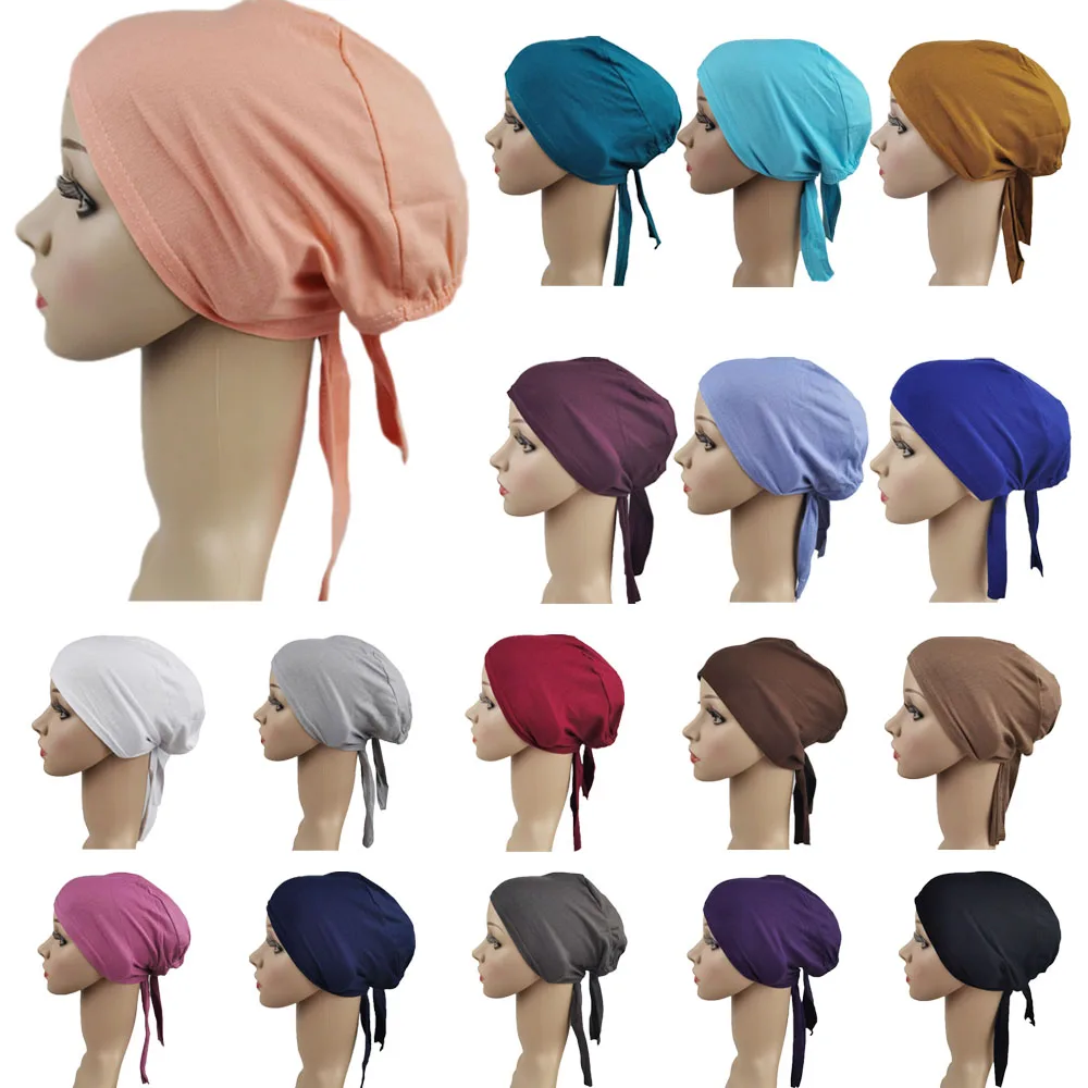 Underscarf Turban Tube Bone Bonnet Muslim Hijab Hat Women Bandage Stretch Inner Cap Ninja Hats Arab Beanie Skullies Islamic Caps