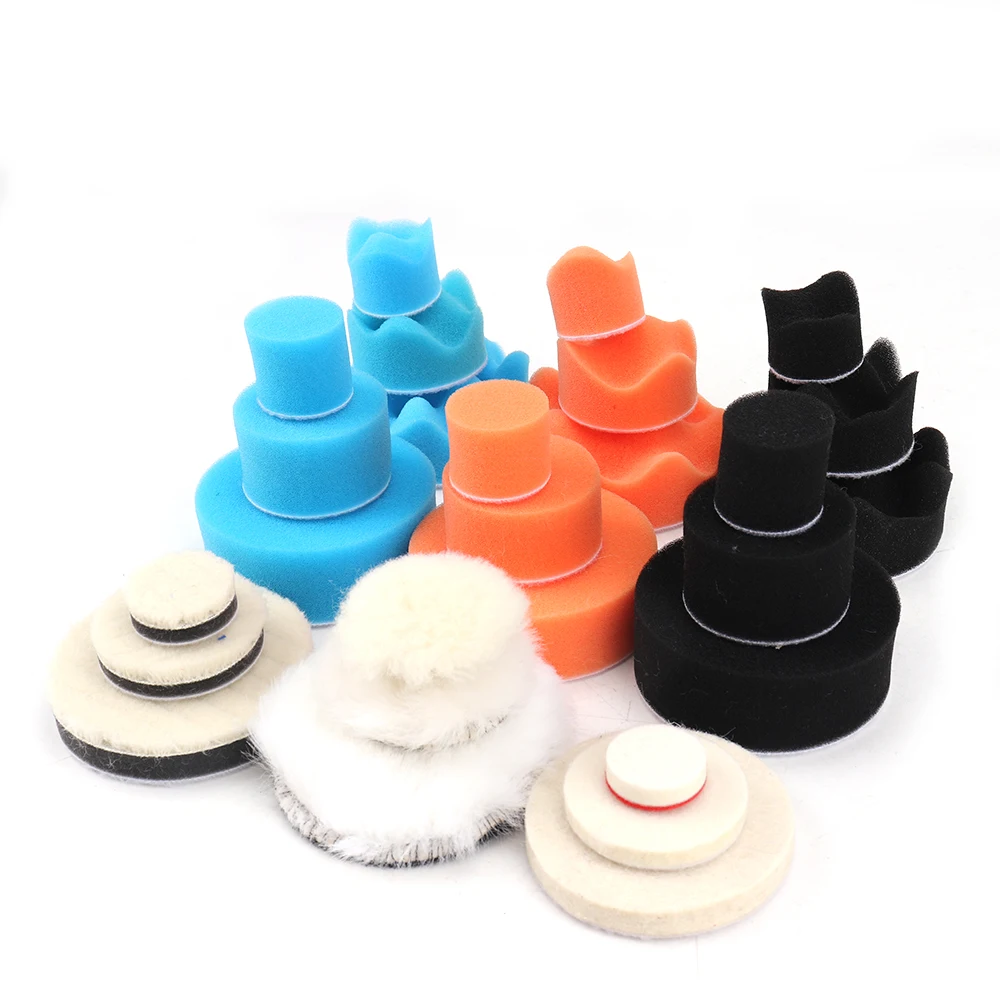30PC 1/2/3 pollici lucidatura ceretta lucidatura Kit tampone spugna lana ruota pulizia auto rimuove graffi bellezza accessori per utensili rotanti