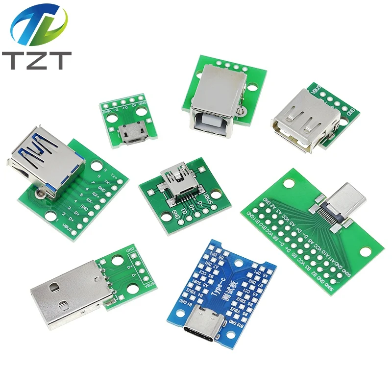 TZT USB-Stecker / MINI MICRO USB auf DIP-Adapter, Buchse 2,54 Stecker B Typ-C USB2.0 3.0 Buchse Konverter – Detail 6