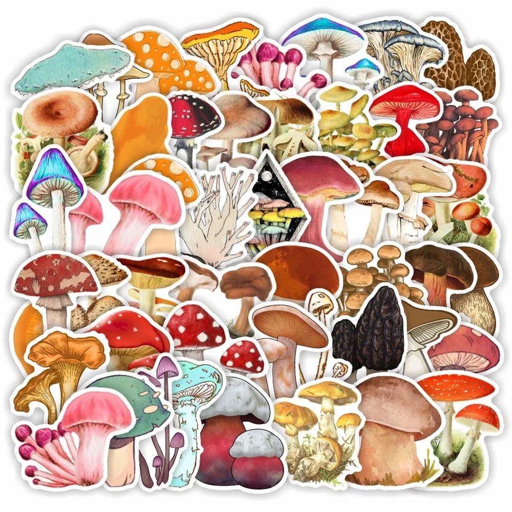 50PCS Cartoon Mushroom Plant Graffiti Stickers Cute Travel Skateboard Suitcase Guitar Luggage Laptop Funny Sticker Decals