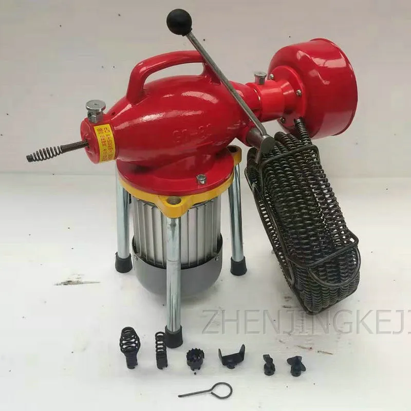 220V Fully Automatic Pipe Dredging Machine Profession Portable Sewer Dredge Electric Toilet Dredge Tool Aluminum Alloy Body 370W