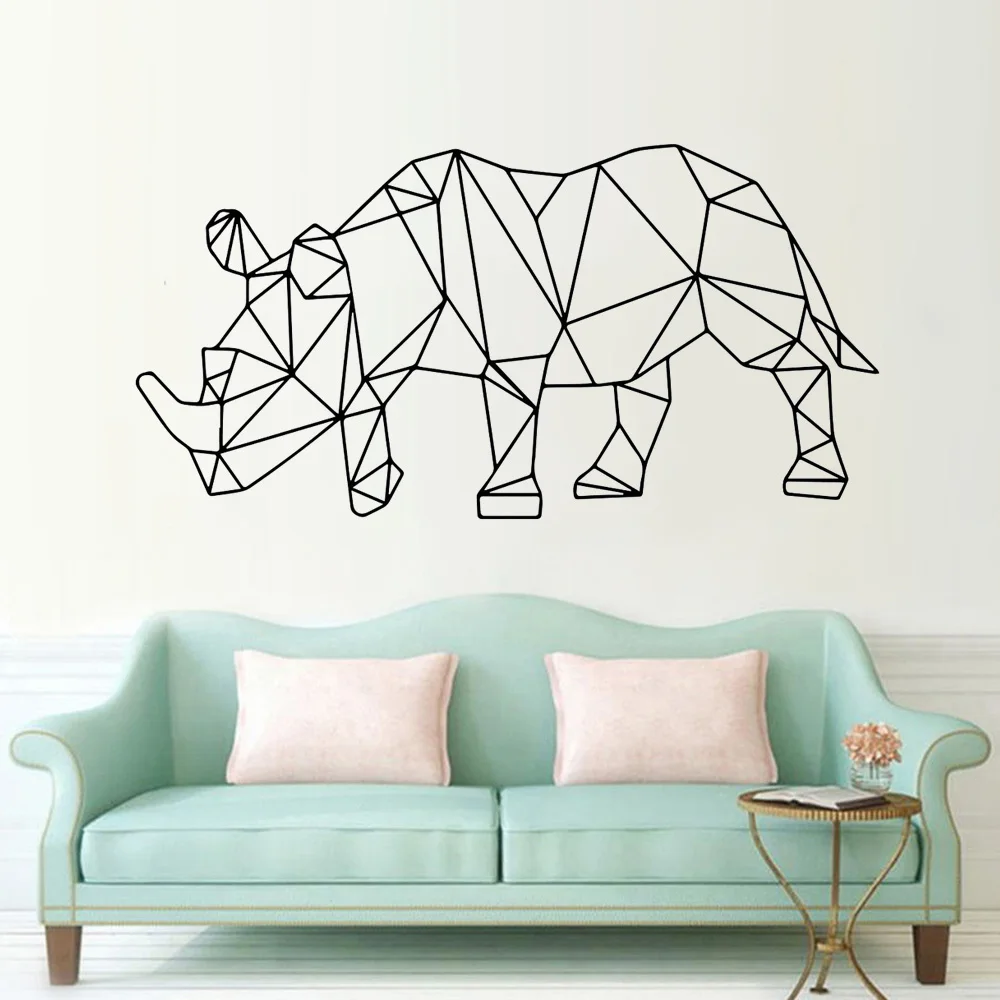 

Rhino Geometric Wall Decal Vinyl Wall Stickers Kids Bedroom Removable Decoration Home Decor