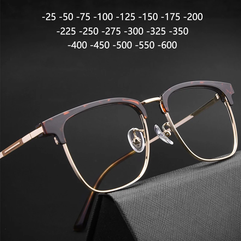 

Retro Titanium Myopia Glasses Men Women Ultralight Nearsighted Glasses Half Frame Shortsighted Eyewear Minus Diopter Glasses