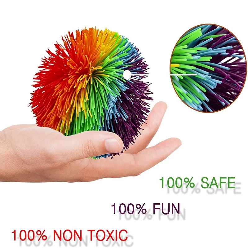 Decompression Rainbow Sandbag Ball Hairy Rubber Band Silicone Fun Elastic Elf Child Adult Sensory Game Toy Gift Palm Treasure