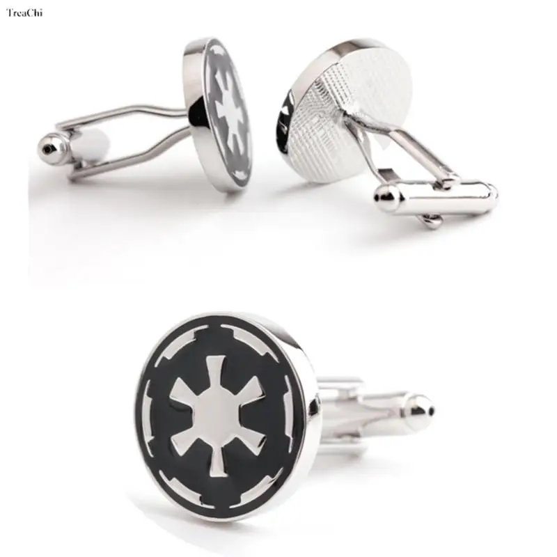 Cufflinks for Mens Luxury Star War Round Cufflink Shirt Button Accessory Classic Design Black with S Color Birthday Present