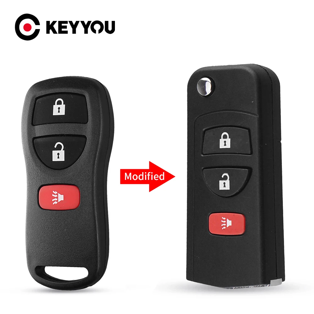 KEYYOU Flip Modified Folding Remote Car Key Shell 3/4BT For NISSAN Pathfinder Titan Versa Maxima Frontier Xterra Murano INFINITI