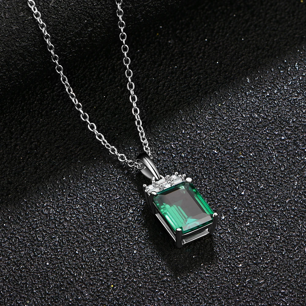 2.0CT VVS1 Emerald Pendant Necklace Octagon Shape Gemstones 925 Sterling Silver Pendant Fashion Women Fine Jewelry with Chain