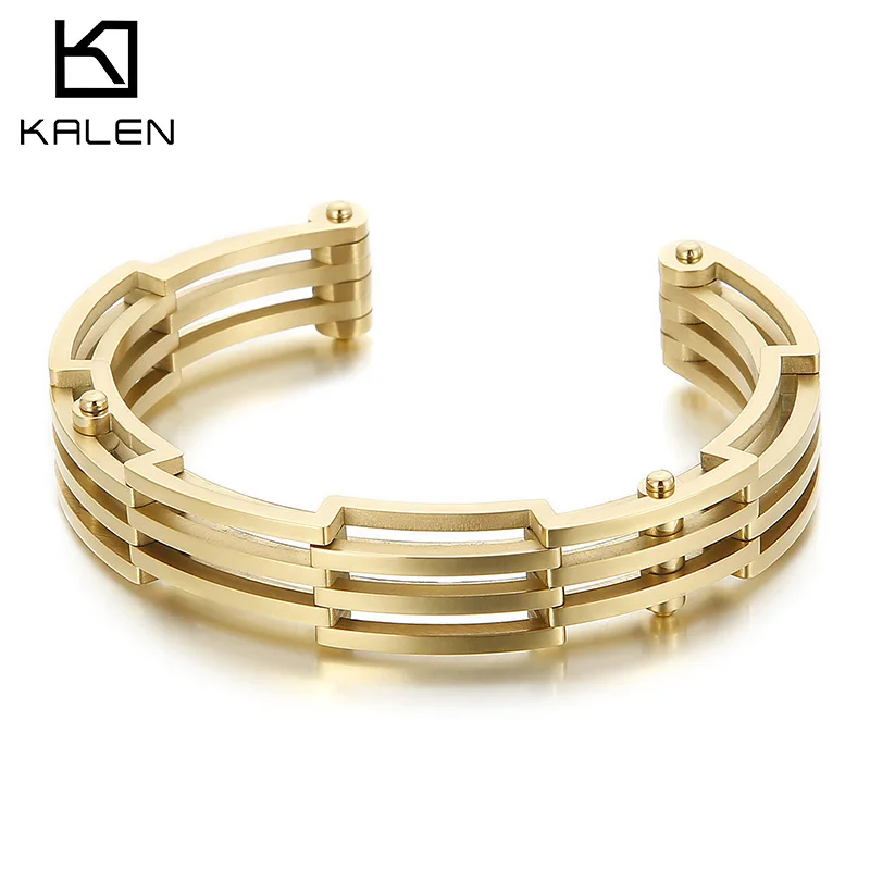 12mm Tricolor Hip Hop Rock Open Cuff Men's 316L Stainless Steel Bangels Party Accessories