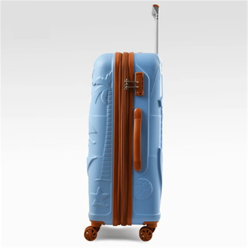 Men Beach relief printing Rolling Luggage British brand Women Trolley Suitcase Wheels mala Carry On Travel Bag Hardside Trunk