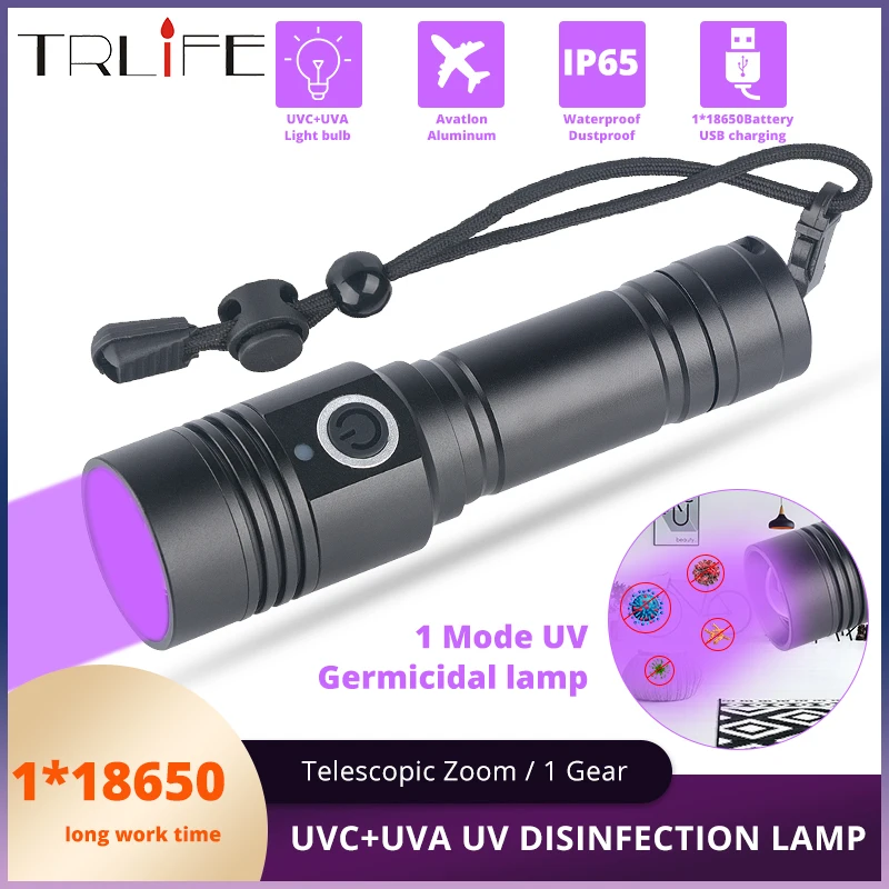 

1 Mode 365nm UV Light Ultra Violets Mini Ultraviolet Lanterna IP65 Waterproof Invisible Torch for Pet Stains Use 18650 EDC Light