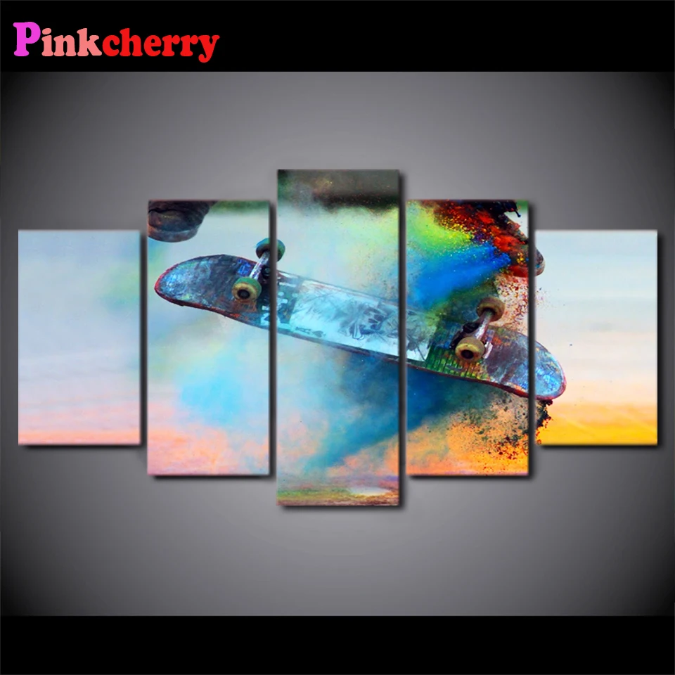 

5 d diy diamond mosaic Color Skateboard Energetic Sport Diamond For Living Room Home Decor diamond Painting embroidery 5 piece,