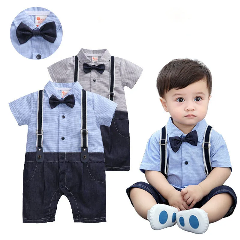 

Baby baby gentleman dress boys full moon clothes hundred days Newborn Jumpsuit short-sleeved one-piece infant romper summer