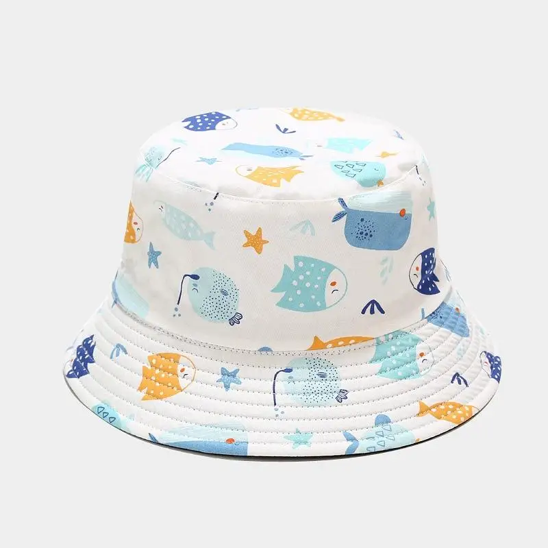 LDSLYJR 2021 Cartoon fish cotton Bucket Hat Fisherman Hat outdoor travel hat Sun Cap Hats for Men and Women 202