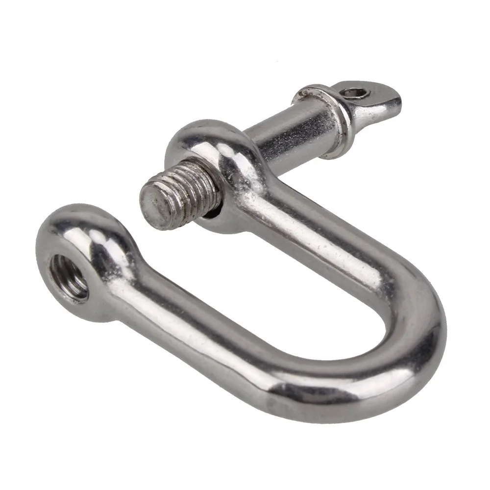 M4 M5 M6 M8 M10 M16 Straight D Shackle Short Stainless Steel Breaking D Rigging Shackle Hooks Boat Rigging Hardware Acce