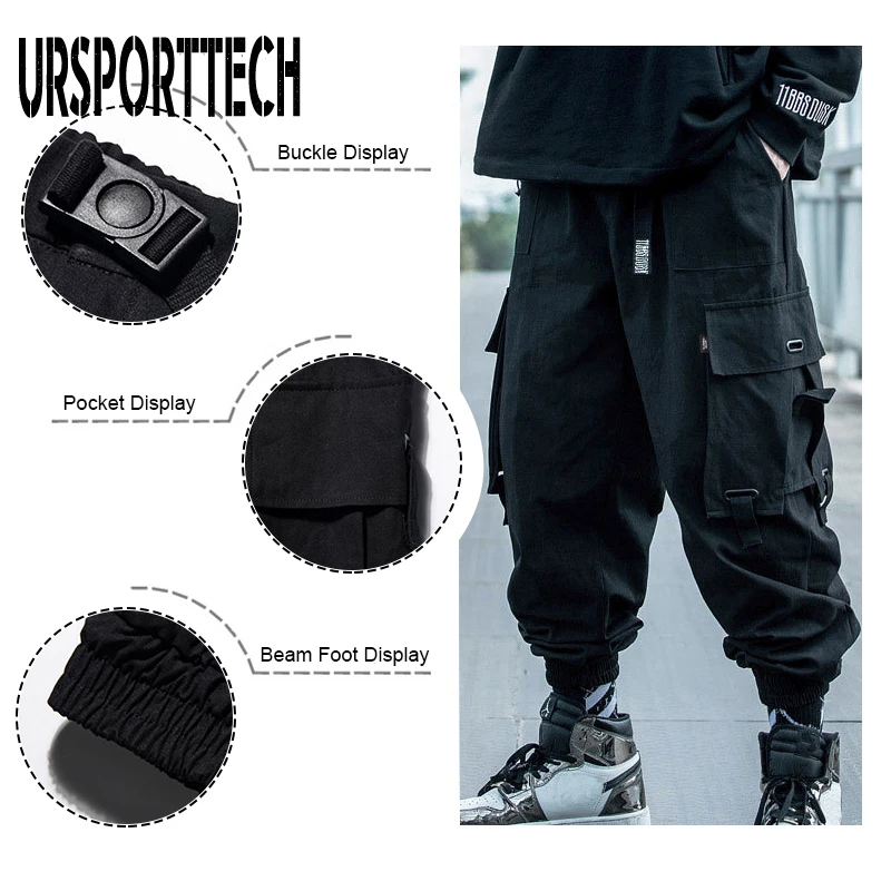 กางเกง Cargo ผู้ชาย Hip Hop Harem กางเกง Streetwear Harajuku Track Jogger Sweatpant ฝ้าย Techwear Cargo กางเกงกางเกงกางเกงชาย