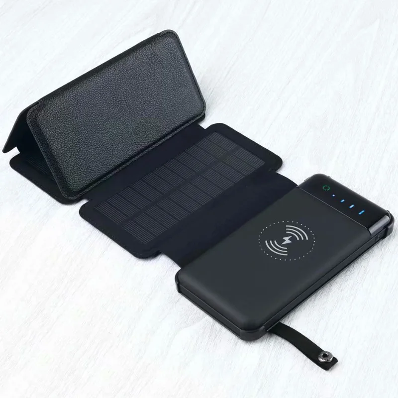 New Wireless Solar Power Bank Solar Charger External Battery Backup Pack For cell phone Tablets For iphone Foldable Powerbank