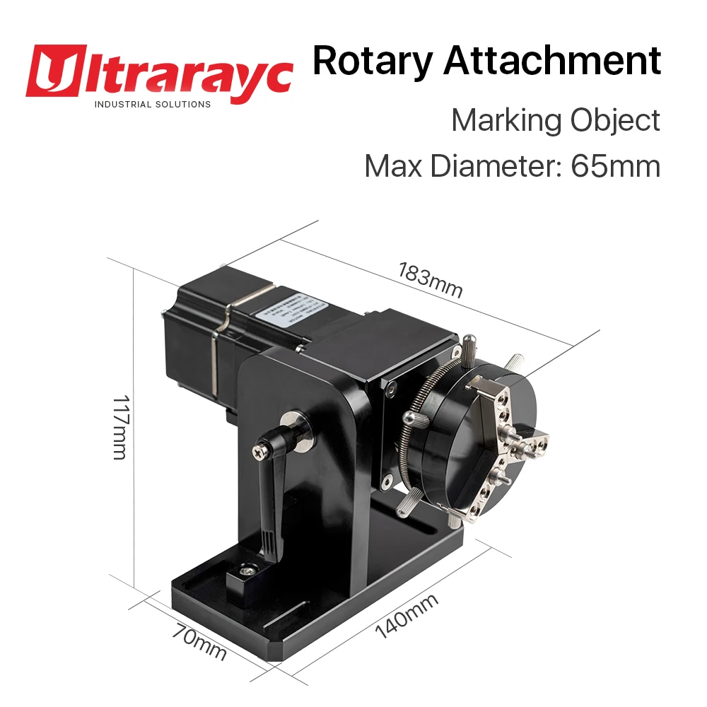 Ultrarayc Rotary Engraving Attachment with Three Metal Adjustable Chucks Max Dia.65mm with Motor & Driver for Fiber Marking