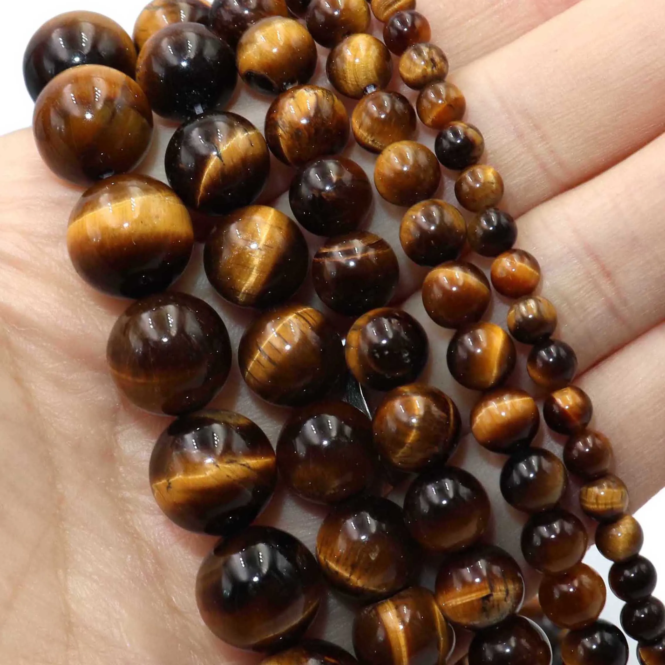 Natural Yellow Tiger Eye Stone Loose Bead For Jewelry Making DIY Bracelet Necklace Accessories Material 2 3 4 6 8 10 12mm