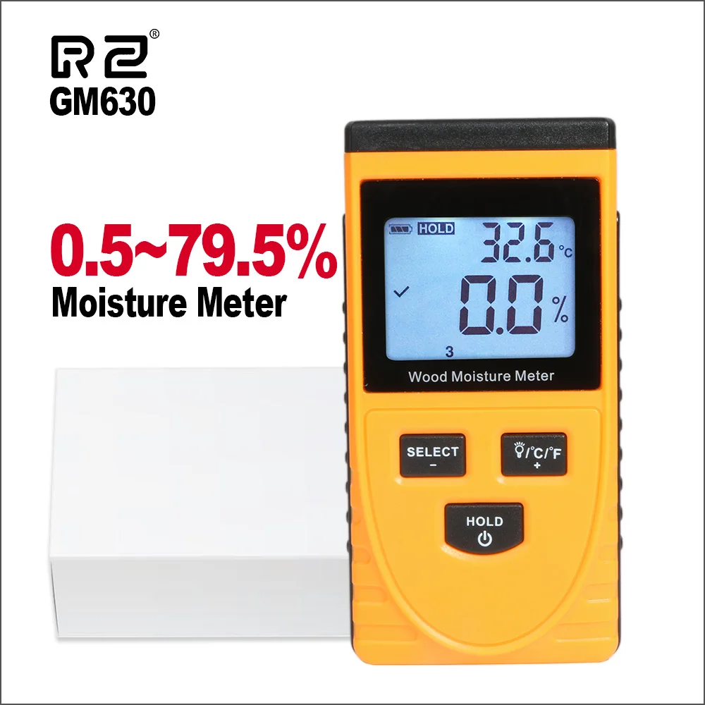 

RZ Wood Moisture Meter Digital LCD Display Humidity Tester Wood Water Content Meter Detector Density Hygrometer Tools GM630