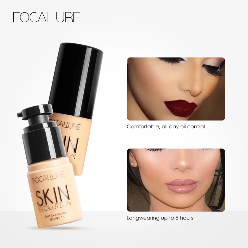 FOCALLURE-Fond de teint liquide pour le visage, base de maquillage, correcteur, blanchissant, hydratant, contrôle de l\'huile, cosmétiques, vente en