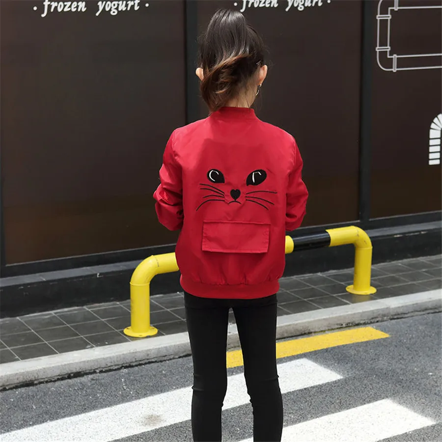 Toddler Girl\'s Bomber Jacket New Spring Autumn Baseball Jacket Children Kids Outerwear Tops Outfits Windbreaker Coat