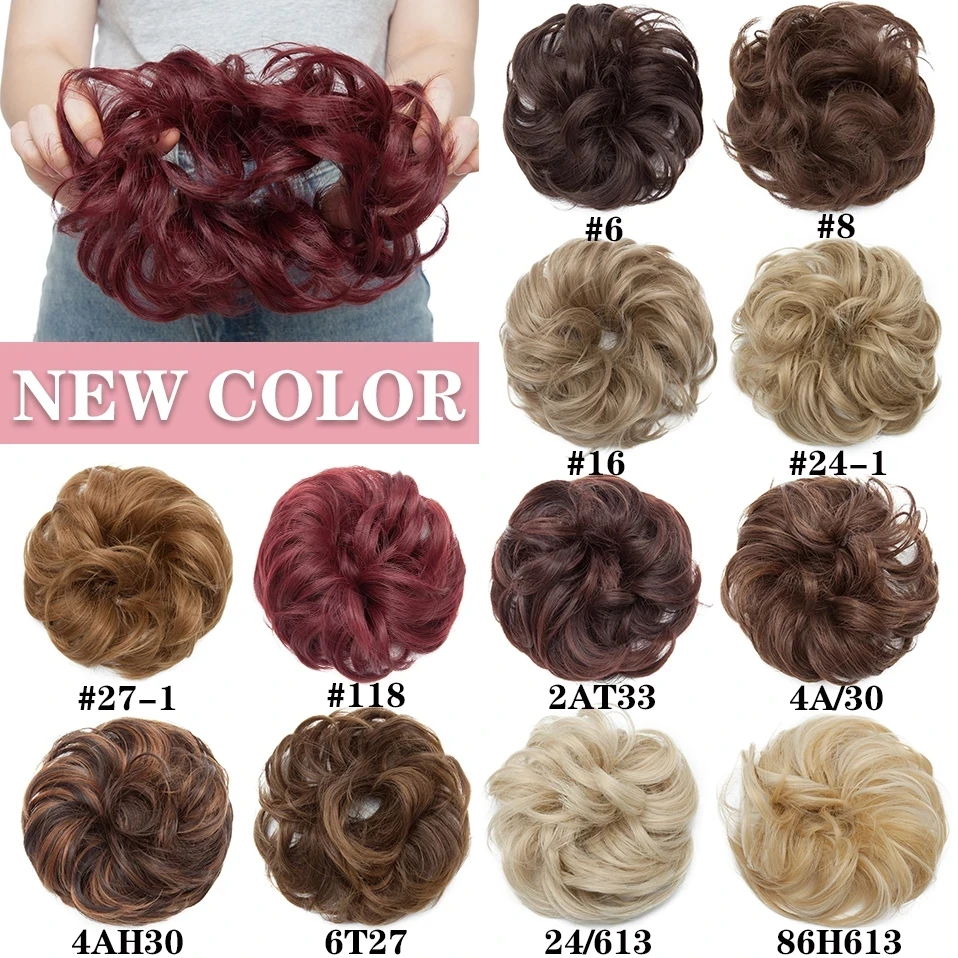 HAIRRO capelli elastici sintetici Scrunchie ricci Chignons corda per capelli capelli finti naturali panino Clip riccia in capelli estensioni coda di cavallo