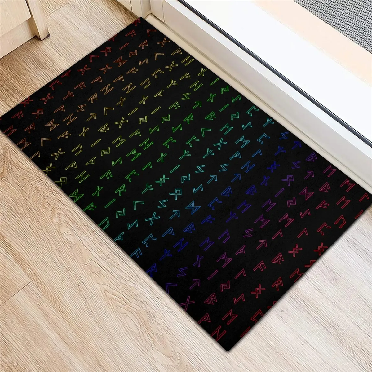 Viking Elder Futhark Runes Rainbow 3D All Over Printed Doormat Non Slip Door Floor Mats Decor Porch Doormat