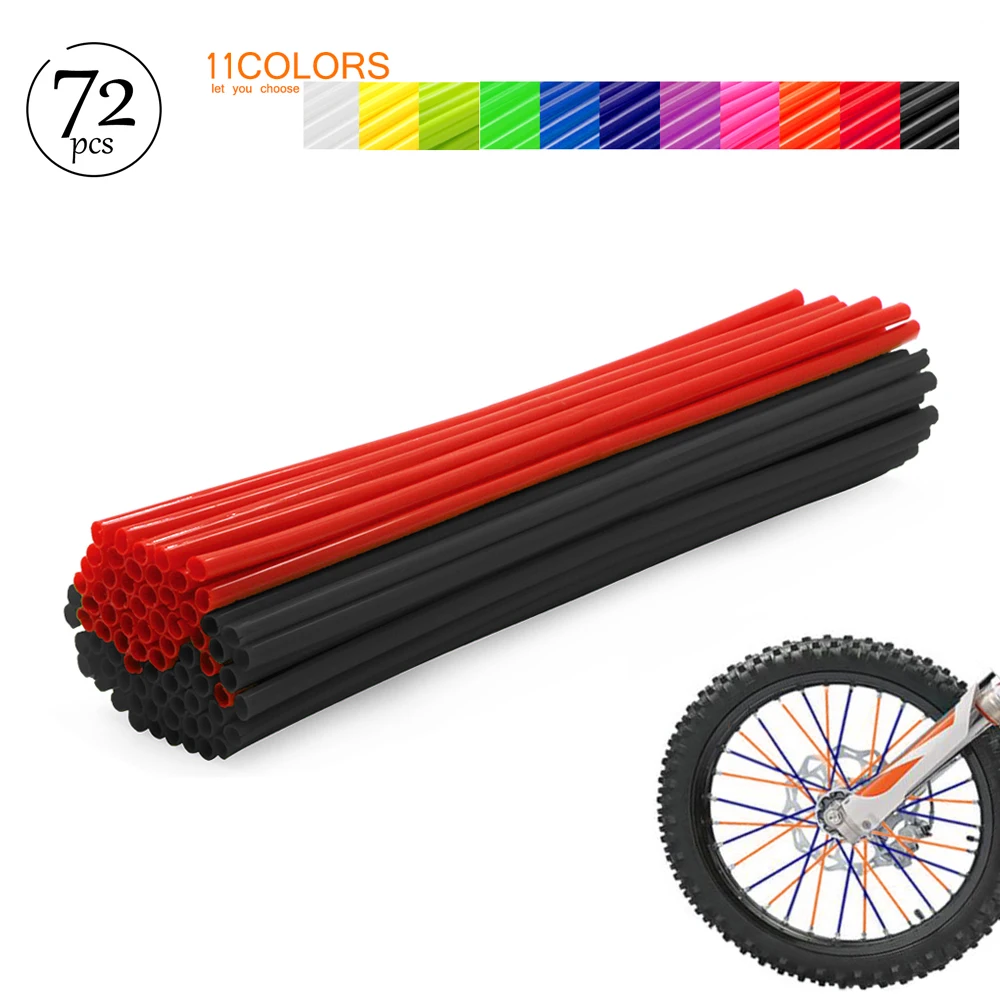 Universal Dirt Pit Bike Wheel Rim Spoke Skins Covers Wrap Tubes Decor Protector Kit For Yamaha Honda Suzuki Kawasaki 72pcs