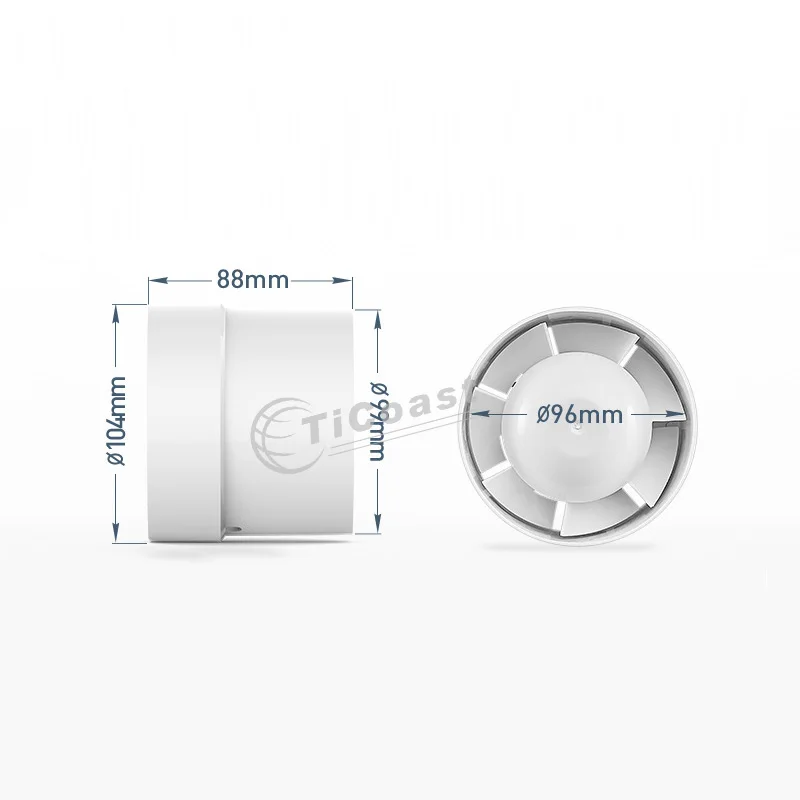 4 인치 100mm 배기 팬 덕트 환기, 220V, 환기, 환기, 공기 추출기, 창, 욕실, 화장실, 주방 부스터