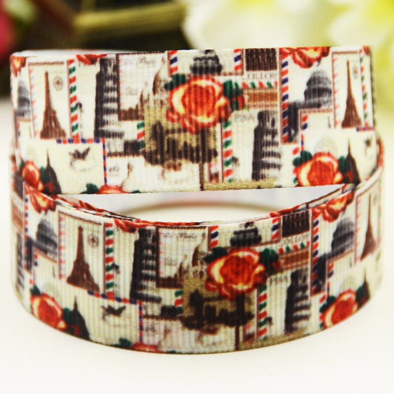 22mm 25mm 38mm 75mm RETRO printed Grosgrain Ribbon party decoration 10 Yards X-03893