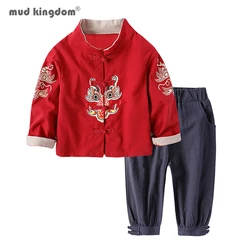 Mudkingdom-ropa de Año Nuevo chino para niños, chaqueta Tang, abrigos y pantalones, conjuntos de ropa para niños